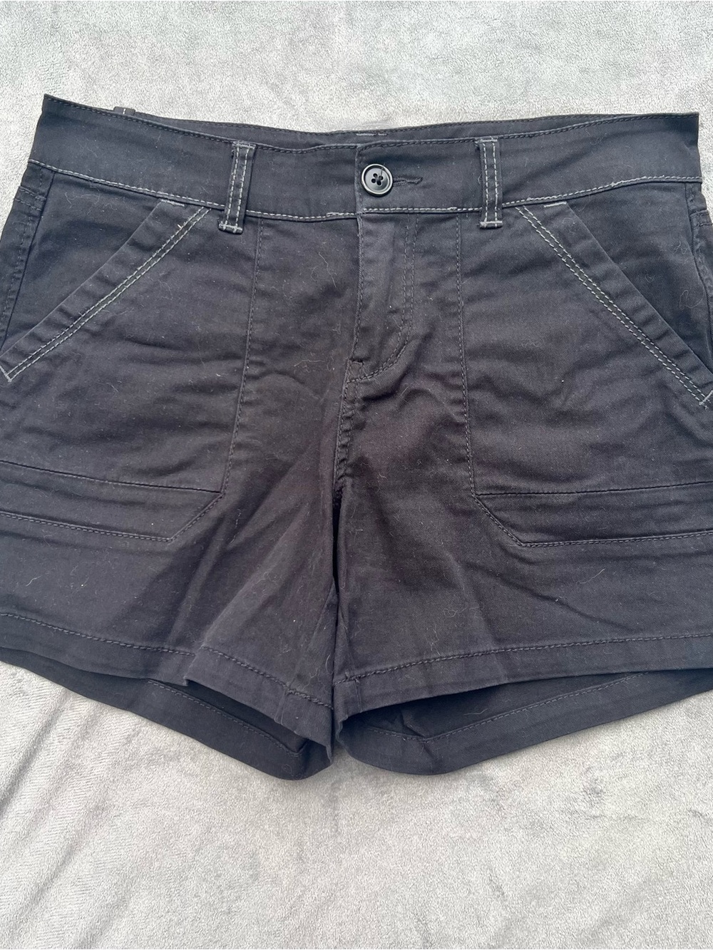 Supplies Black Cotton-Blend Jean Shorts with Square Pockets